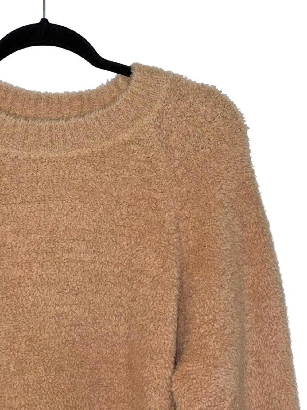Vince Tan Wool Blend Raglan Sleeve Teddy Sweater - Size XL